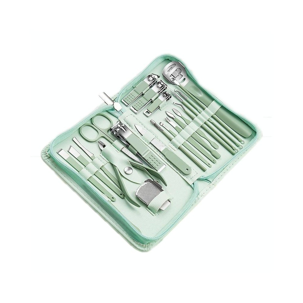 Stainless Steel Nail Clipper Nail Art Tool Set, Color: 22 PCS/Set (Green)