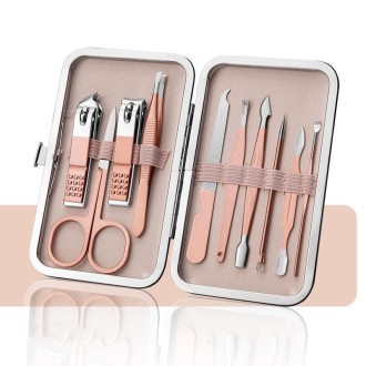 Stainless Steel Nail Clipper Set Beauty Eyebrow Trimmer, Color: 10 PCS/Set (Gold)