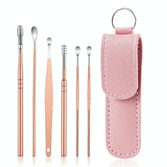 Stainless Steel Nail Clipper Set Beauty Eyebrow Trimmer, Color: 6 PCS/Set (Pink)