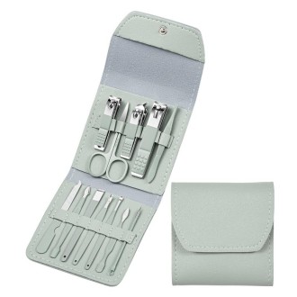 Nail Art Tool Set Nail Clippers Dead Skin Scissors Manicure Tool, Specification: 12 In 1 Matcha Green