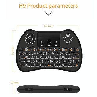 H9 2.4GHz Mini Wireless Air Mouse QWERTY Keyboard with White Backlight & Touchpad for PC, TV(Black)