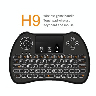 H9 2.4GHz Mini Wireless Air Mouse QWERTY Keyboard with White Backlight & Touchpad for PC, TV(Black)