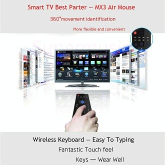 MX3-M Air Mouse Wireless 2.4G Remote Control Keyboard with Microphone for Android TV Box / Mini PC