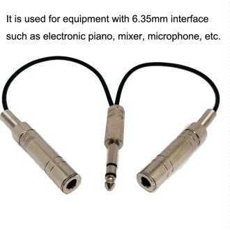 6.35mm Male To 2 Female Dual Channel Noise Reduction Shielded Bass Electric Guitar Cable Musical Instrument Accessories(0.2m)