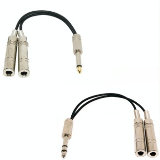 6.35mm Male To 2 Female Dual Channel Noise Reduction Shielded Bass Electric Guitar Cable Musical Instrument Accessories(0.2m)