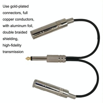 6.35mm Male To 2 Female Dual Channel Noise Reduction Shielded Bass Electric Guitar Cable Musical Instrument Accessories(0.2m)