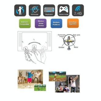 T2 Gyroscope Mini Fly Air Mouse 2.4G Android Remote Control 3D Sense Motion Stick for Desktop / Laptop