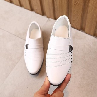 Children Dress Leather Shoes British Style Casual Performance Shoes, Size: 32(White)