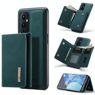 For OnePlus 9 (EU/NA) DG.MING M1 Series 3-Fold Multi Card Wallet  Back Cover Shockproof Case with Holder Function(Green)