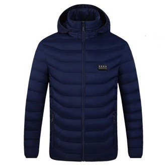 19 Zone 4 Control Blue USB Winter Electric Heated Jacket Warm Thermal Jacket, Size: XXXXXL