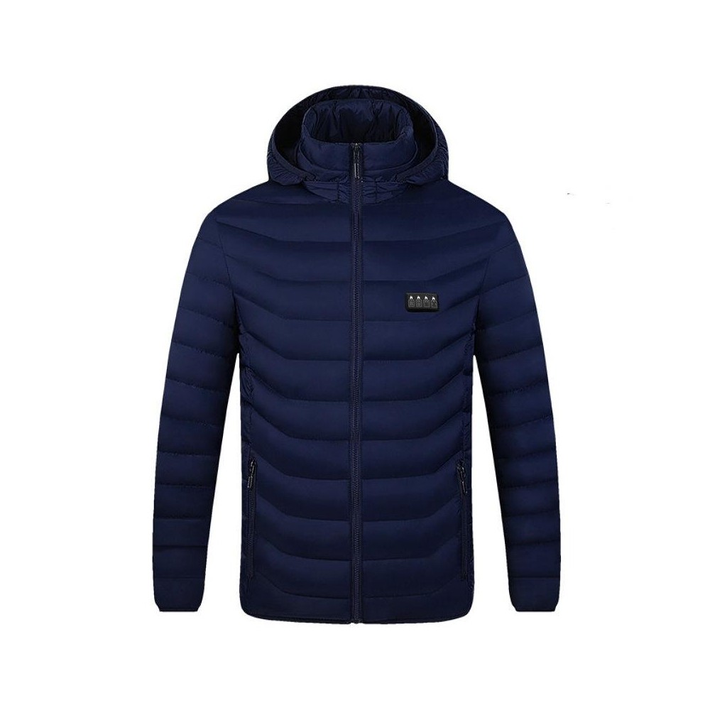 19 Zone 4 Control Blue USB Winter Electric Heated Jacket Warm Thermal Jacket, Size: XXXXXL