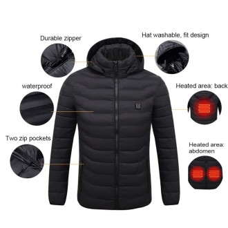 19 Zone 4 Control Blue USB Winter Electric Heated Jacket Warm Thermal Jacket, Size: XXXXXL