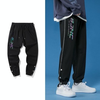 Men Casual Sport Trousers (Color:Black Size:M)