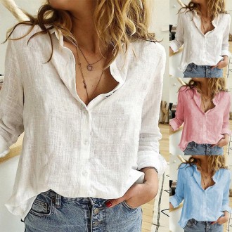 Spring And Autumn Casual Loose Long-Sleeved Breathable Linen Shirt, Size: XXXL(Blue Flower)