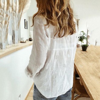 Spring And Autumn Casual Loose Long-Sleeved Breathable Linen Shirt, Size: XXXL(Blue Flower)