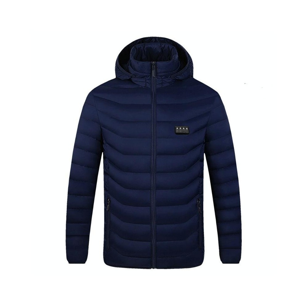 19 Zone 4 Control Blue USB Winter Electric Heated Jacket Warm Thermal Jacket, Size: XXXXXXL