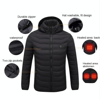 19 Zone 4 Control Blue USB Winter Electric Heated Jacket Warm Thermal Jacket, Size: XXXXXXL