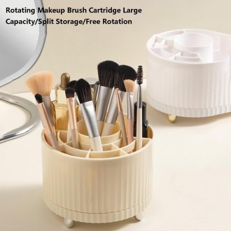 Desktop Rotation Makeup Brush Bucket Dressing Table Stand(White)