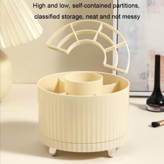 Desktop Rotation Makeup Brush Bucket Dressing Table Stand(White)