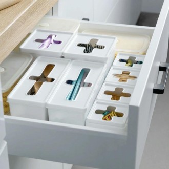 Combinable Drawer With Lid Sorting Cross Window Desktop Sundries Storage Box, Colour: Large Rectangle