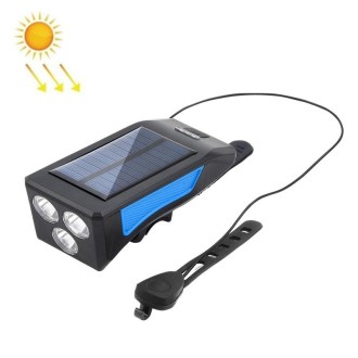 TG-ZX019 Solar Bicycle Headlight Flashlight Night Riding Strong Light USB Charging Rainproof Light(Blue)