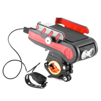 BG-2021 Bicycle Front Light 4 In 1 Mobile Phone Holder Horn Light Mountain Bike Front Light, Colour: 4000 MAH Red