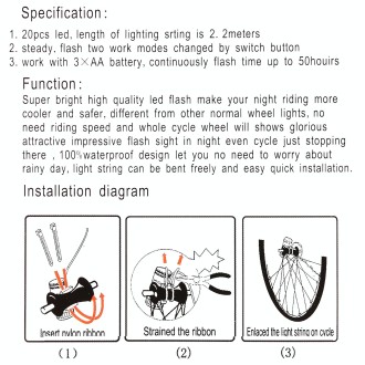 Bicycle Wheel Spoke Colorful Decorative LED Light Article Bar Strip