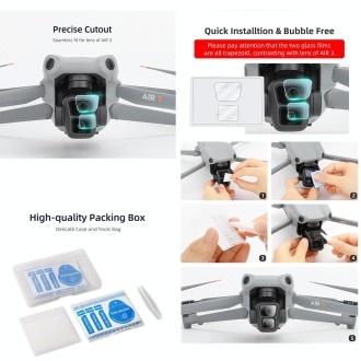 For DJI Air 3 Sunnylife Lens Protector Tempered Glass Combo Protective Films, Quantity:1 Set