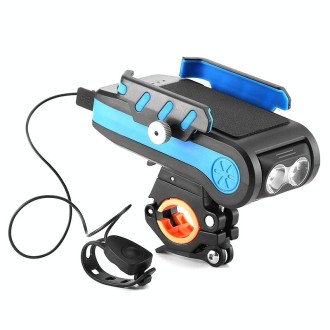 BG-2021 Bicycle Front Light 4 In 1 Mobile Phone Holder Horn Light Mountain Bike Front Light, Colour: 4000 MAH Blue