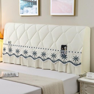 Bedside All-Inclusive Anti-Collision Quilted Thick Fabric Protective Cover, Size: 60x200cm(Eight Petals Beige)