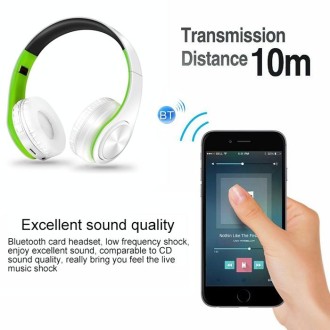 LPT660 Wireless Folding Sports Stereo Music Bluetooth Phones Earphones Support TF Card (Green)