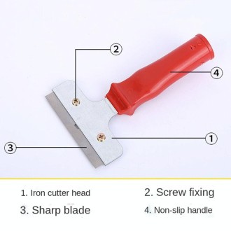 Iron Head Plastic Handle Scraper Cleaner for Glass Window Tile Floor Ice Wall Paint(Red)