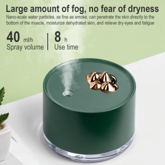 Desktop Mini Moisturizing Mountain Shaped Humidifier with Colorful Night Light, Rechargeable Version(Green)