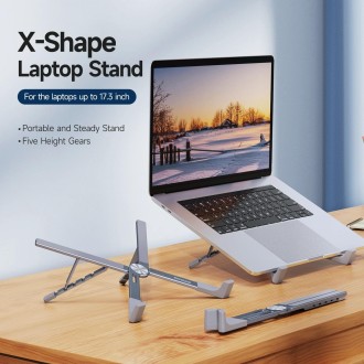 DUX DUCIS Foldable X-shaped Aluminum Laptop Stand(Lead Color)