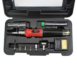 HS-1115K 10-in-1 Multifunctional Gas Soldering Iron Tool Set(Gray Handle)