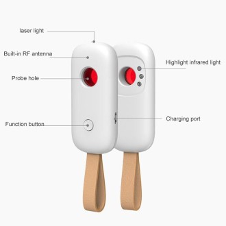 T6 Infrared Wireless Signal Detector Multi-Function Handheld Scanning Detector Anti-Monitoring Anti-Candid Anti-Tracking(White)