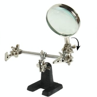 Helping Hand Magnifier, Hand Soldering Iron Stand Helping 2x Optical Magnifying Solder Tool(Silver)