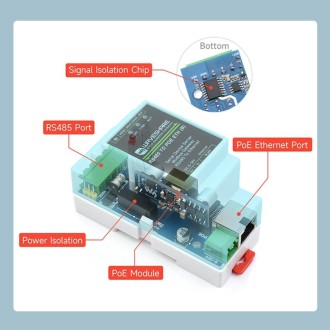 Waveshare Din Rail RS485 to RJ45 Serial Server with POE Function