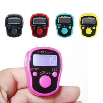 Electronic Digital Counter Portable Hand Operated Tally LCD Screen Finger Counter, Random Color