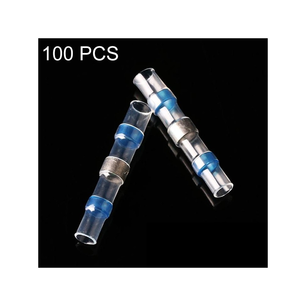 100 PCS AWG16-14 1.5-2.5mm Seal Heat Shrink Butt Wire Connectors Blue Terminals Solder Sleeve(Blue)