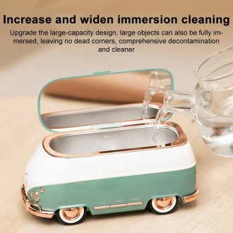 Bus-shaped Portable Ultrasonic Glasses Automatic Cleaner(Green)