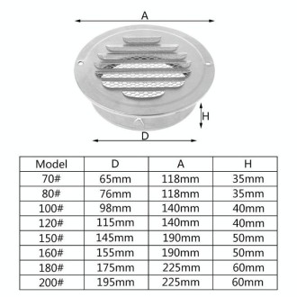 70mm External Wall Stainless Steel Flat Head Rain and Insect Proof Bird Hood