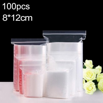 100pcs/pack PE Self Sealing Clear Zip Lock Packaging Bag, 8cm x 12cm, Custom Printing and Size are welcome