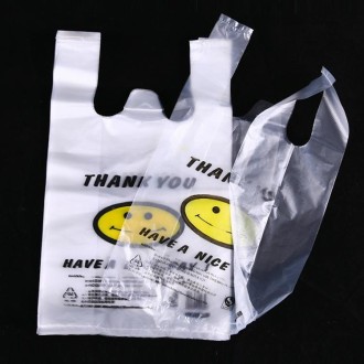 50pcs / Roll 3C Transparent Smiley Plastic Bag Shopping Bag Packaging Bag, Size: 22x35cm