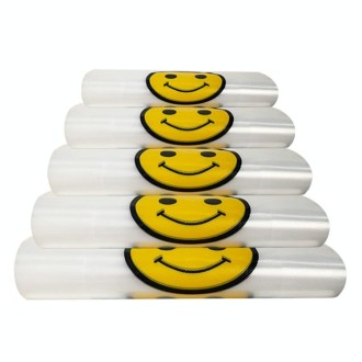 50pcs / Roll 3C Transparent Smiley Plastic Bag Shopping Bag Packaging Bag, Size: 22x35cm