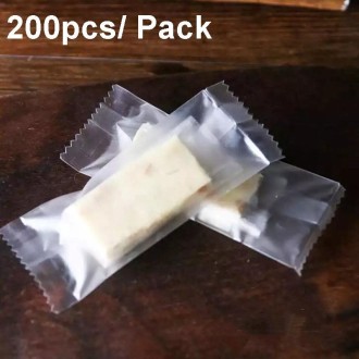 200pcs /Pack 4x9.5cm Machine Sealed Translucent Frosted Nougat Packaging Bag