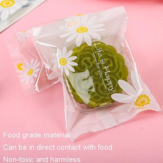 100pcs /Pack 10x13.5cm Daisy Pattern Cookie Packaging Bags Snack Machine Sealable Bags