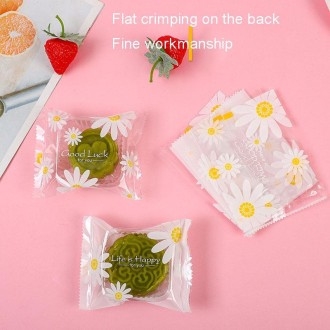 100pcs /Pack 10x13.5cm Daisy Pattern Cookie Packaging Bags Snack Machine Sealable Bags