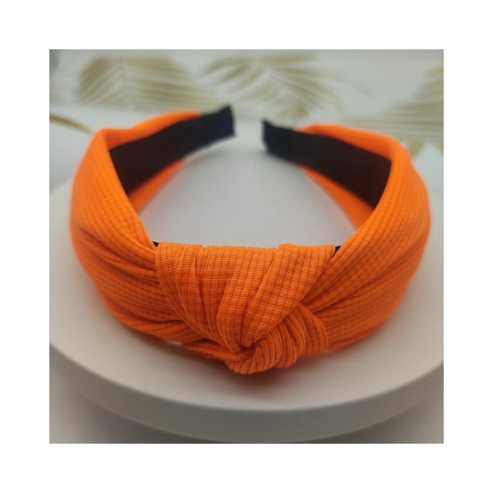 5cm Wide-brimmed Pressed Hair Solid Color Headband(Orange Red)