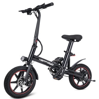 [EU Warehouse] HAPPYRUN HR-X40 350W 36V / 6AH Electric Bicycle with 14 inch Tires, EU Plug(Black)